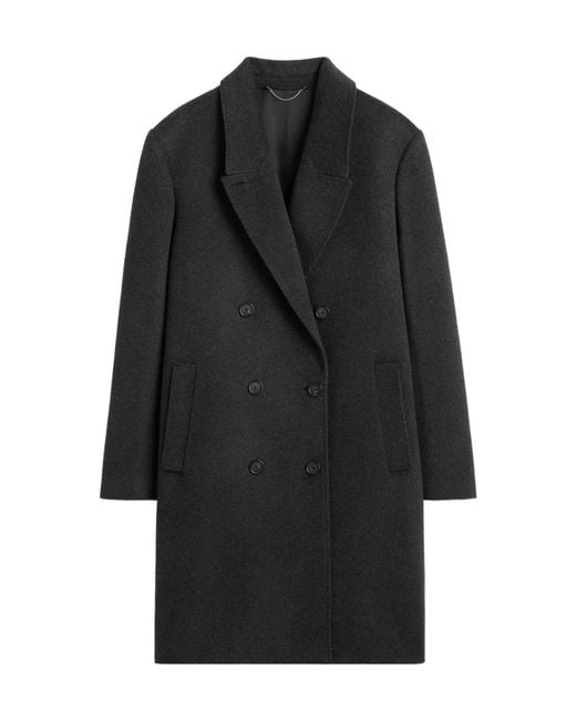 Totême Black Double-Breasted Cashmere Coat