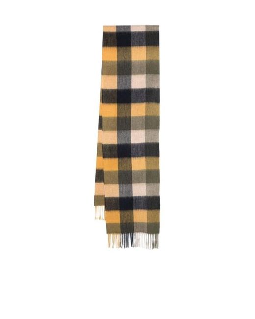 Barbour White Checkered Fringed Scarf for men