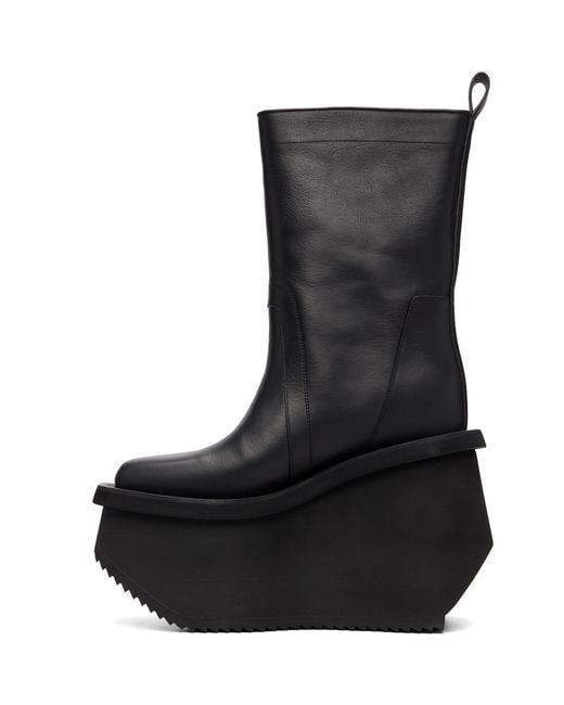 Rick Owens Black Tower Factory Platform Mid-Calf Boots for men