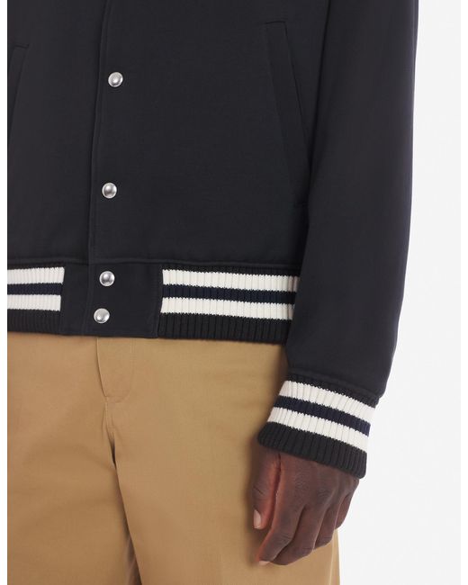 Maison Kitsuné Black Maison Kitsuné Logo Embroidered Bomber Jacket for men