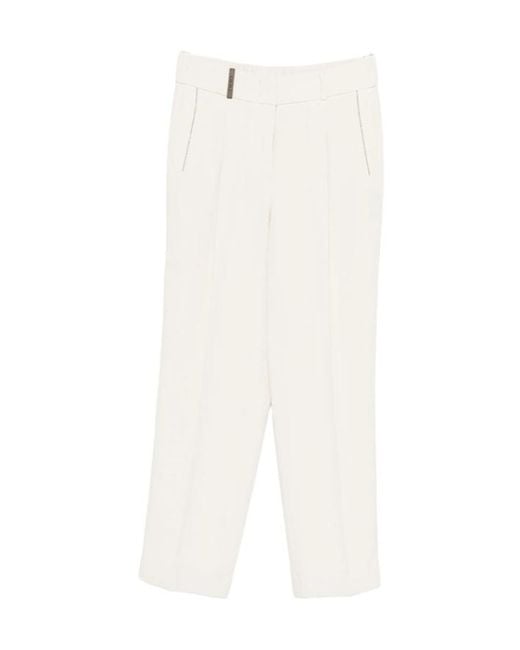 Peserico White Cropped Tailored Pants