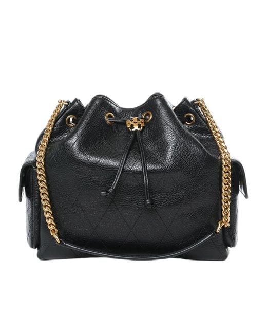 Tory Burch Black Charlie Drawstring Shoulder Bag