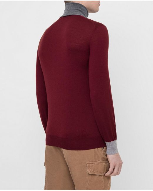 Brunello Cucinelli Red High-Necked Pullover for men