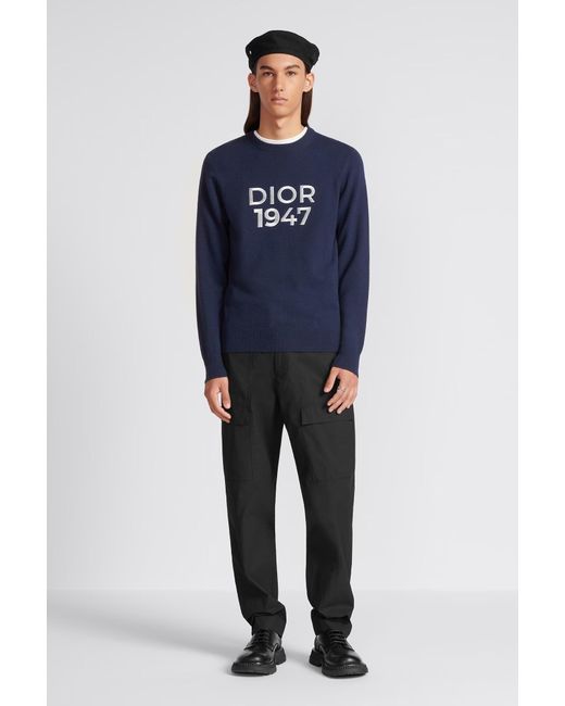 Dior Blue Round-Neck Sweater for men