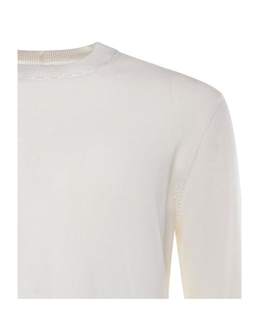 Eleventy White Ribbed Virgin Wool Knitwear for men