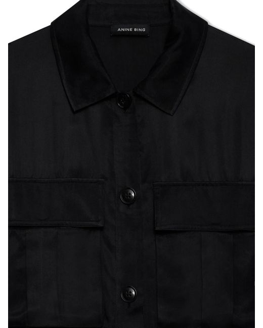 Anine Bing Black Geri Belted Cargo-Pocket Dress