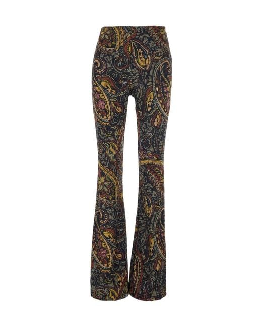 Etro Gray Flared Casual Trousers