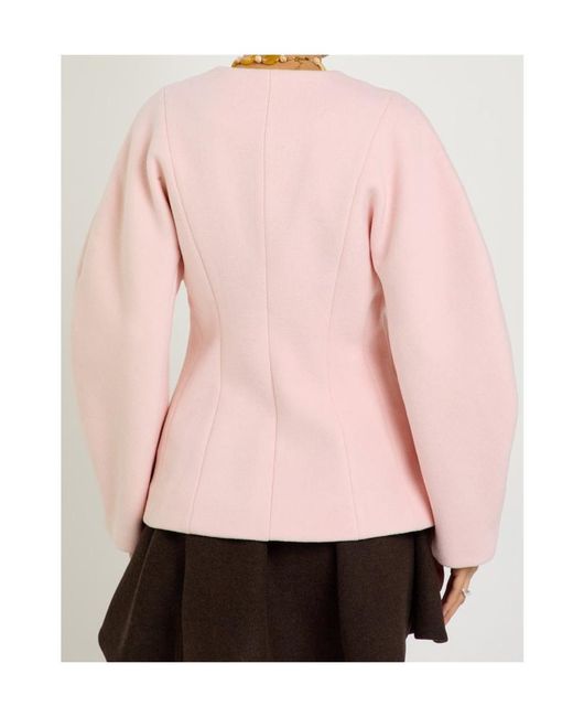 Ganni Pink Wool And Cashmere Blend Jacket