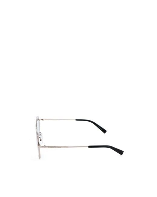 Zegna White Aviator Frame Sunglasses for men