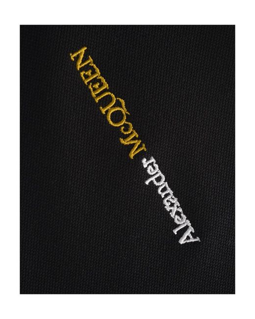 McQueen Black Logo Embroidered Polo Shirt for men