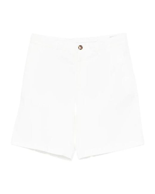 Brunello Cucinelli White Buttoned Shorts for men