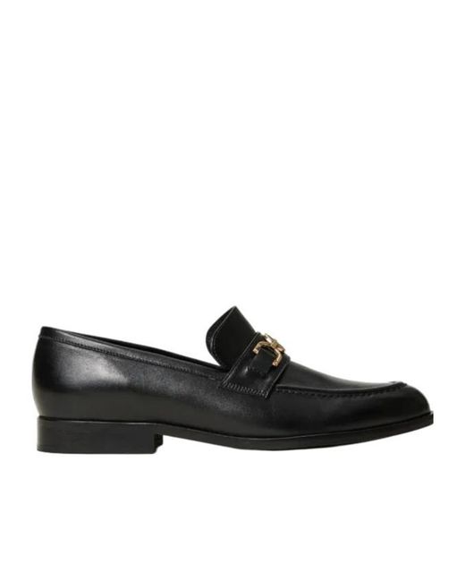 Twinset Black Oval T Leather Loafers