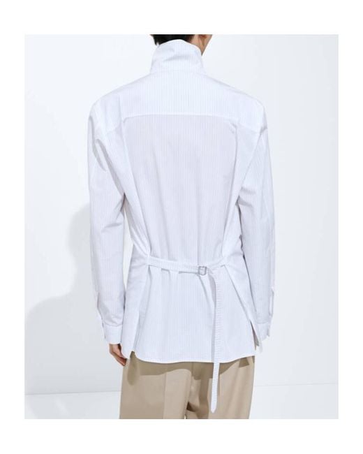Bottega Veneta White Cotton Poplin Pinstripes Shirt for men