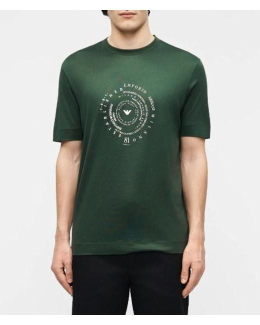 Emporio Armani Green Logo Printed T-Shirt for men