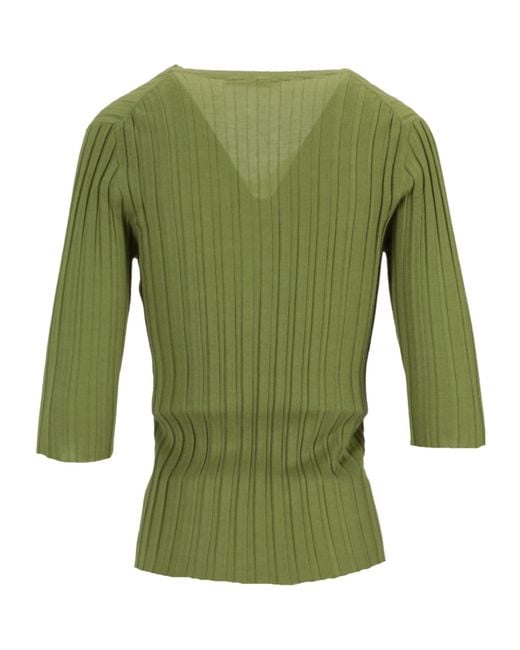 Lela Rose Green V-Neck Sweater