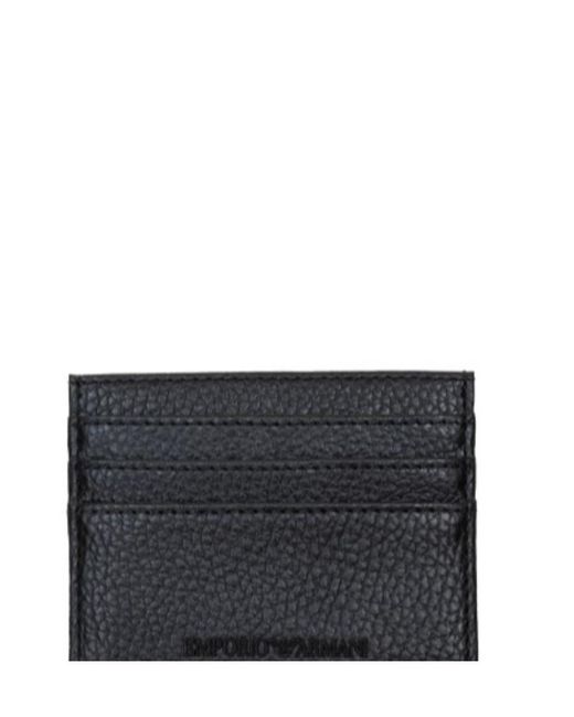 Emporio Armani Black Logo Plaque Card Holder for men