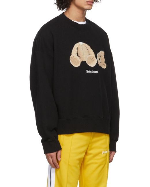 Palm Angels Black Logo Printed Crewneck Sweatshirt for men