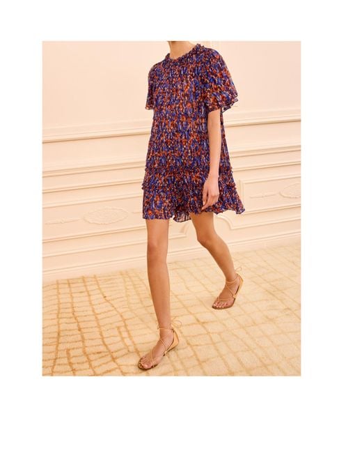Ulla Johnson Purple Short-Sleeved Dress