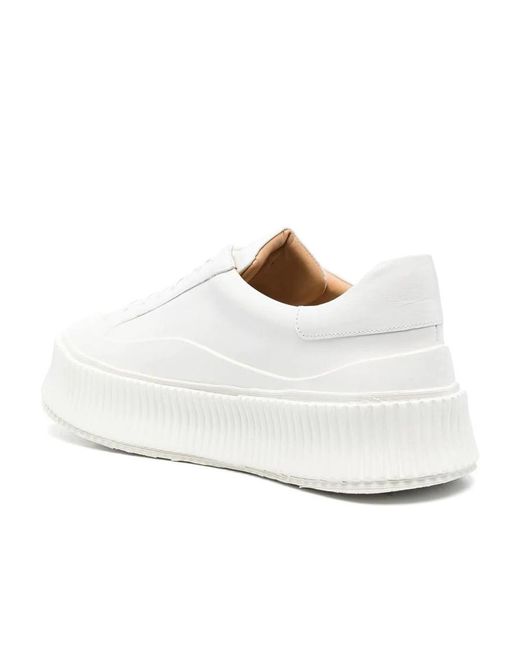 Jil Sander White Round-Toe Low-Top Sneakers for men