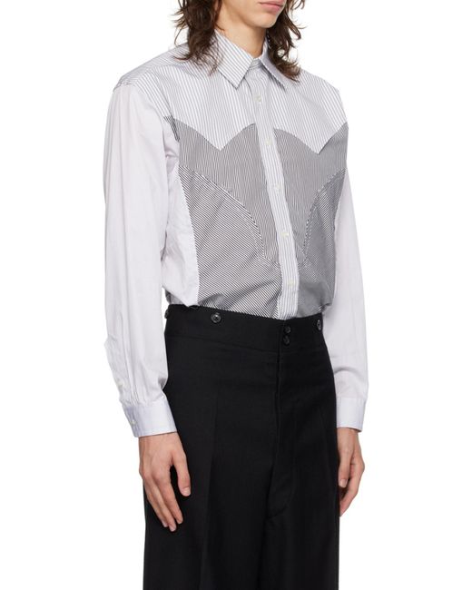 Maison Margiela Blue Panelled Striped Button-Up Shirt for men