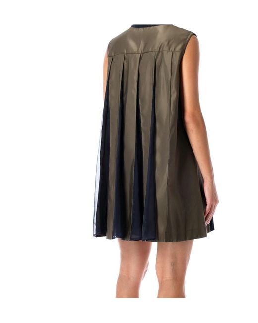 Sacai Blue Sleeveless Pleated Dress
