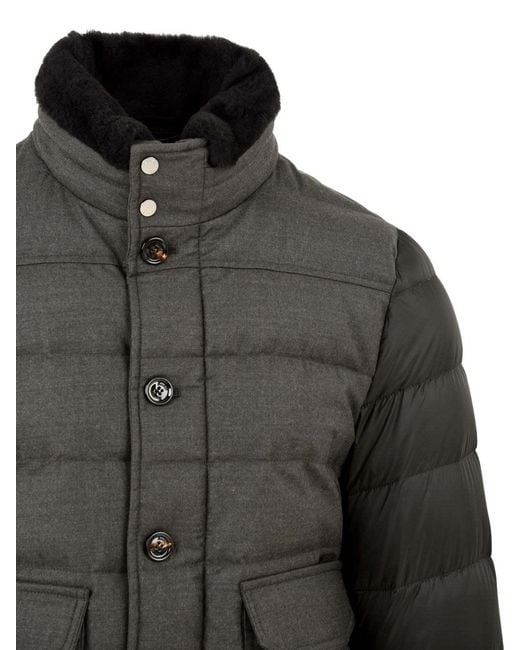Moorer Gray High Neck Padded Down Jacket for men