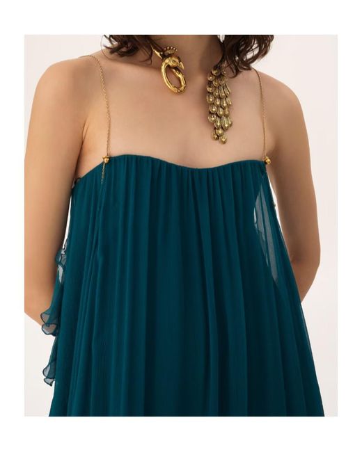Chloé Blue Chloé Sleeveless Ruffled Long Dress