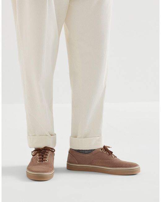 Brunello Cucinelli Brown Suede Sneakers for men