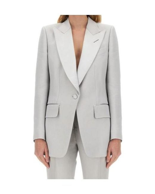 Tom Ford Gray Lustrous Barathea Single-Breasted Tuxedo Jacket