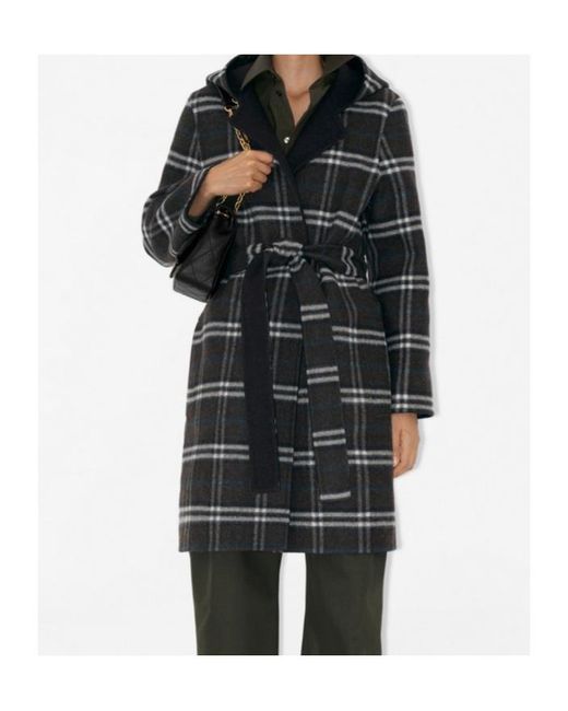 Burberry Black Hampshire Checked Belted Reversible Coat