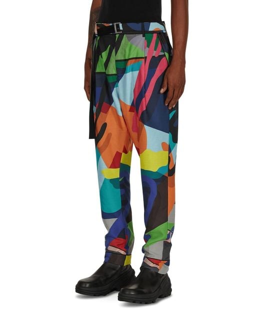 Sacai Black Printed Casual Pants for men