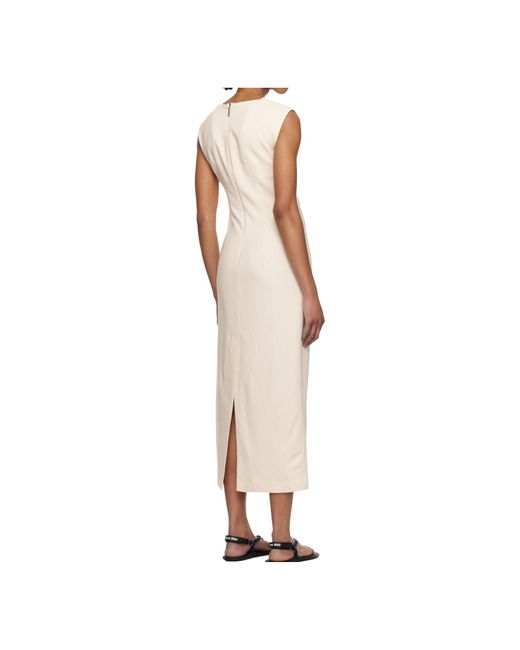 MSGM Natural Ruched Slim Fit Dress