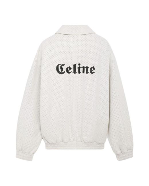 Céline White Lapel Zipper Leather Jacket for men