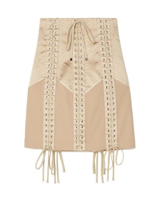 Dolce & Gabbana Natural High-Waisted Lace-Up Skirt