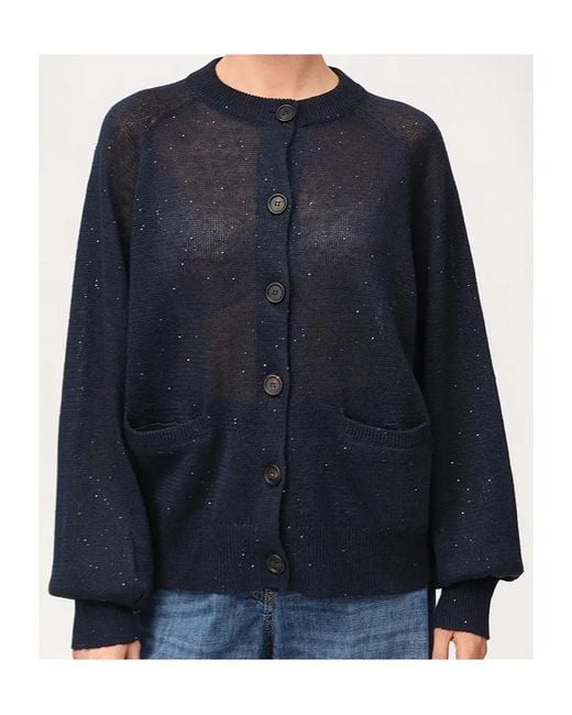 Brunello Cucinelli Blue Long-Sleeve Cardigan