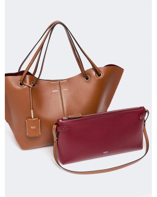 Max Mara Brown Double Nappa Leather Shopper Bag