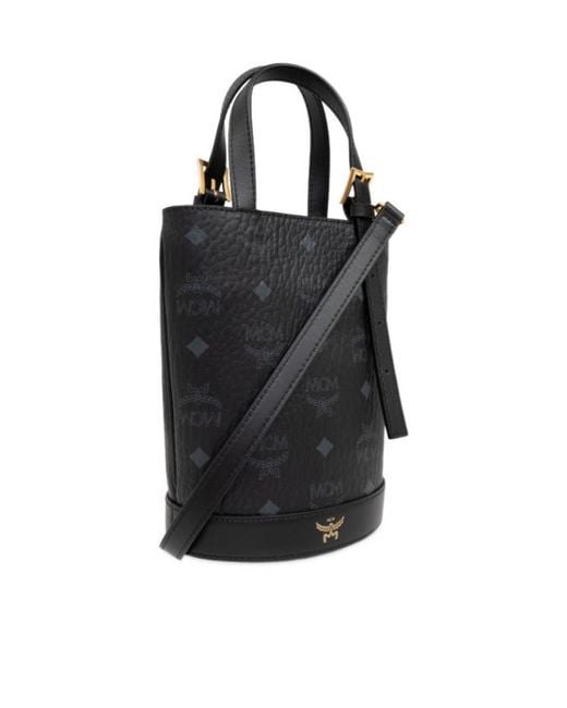 MCM Black Logo Printed Shoulder Bag