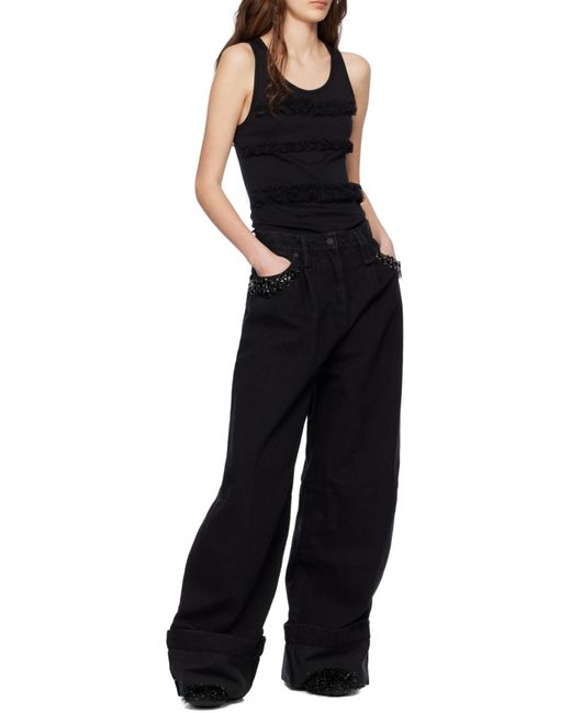 Simone Rocha Black Ruffled Tank Top