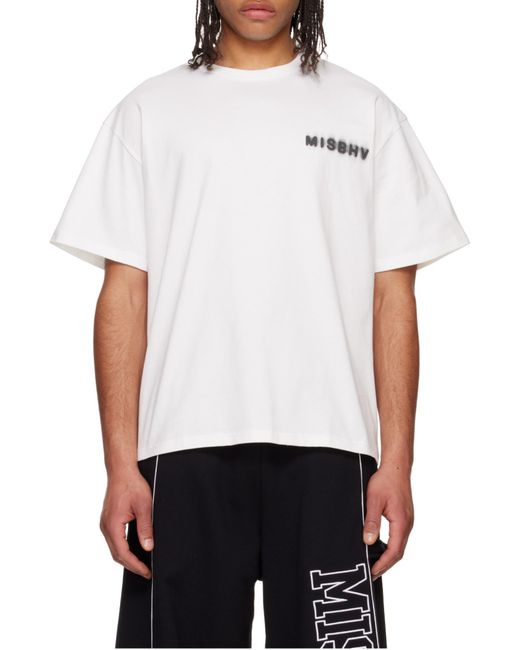 M I S B H V White Logo-Printed Crewneck T-Shirt for men