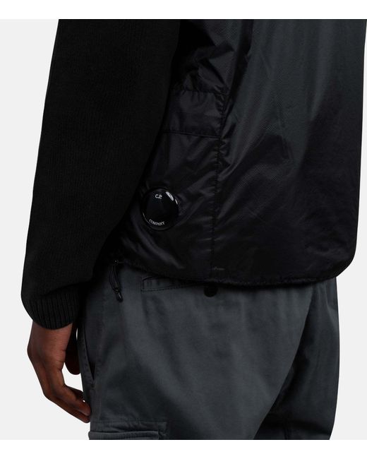 C P Company Black Zip-Up Logo-Detail Gilet for men
