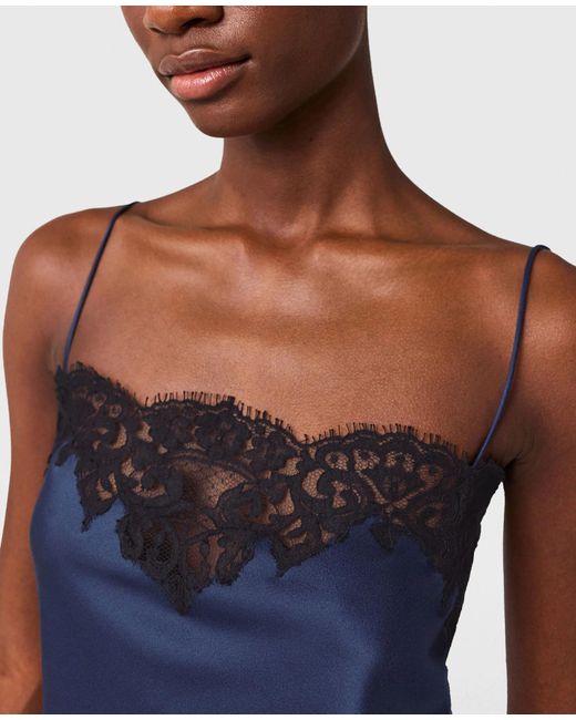 Stella McCartney Blue Lace-Trim Satin Top