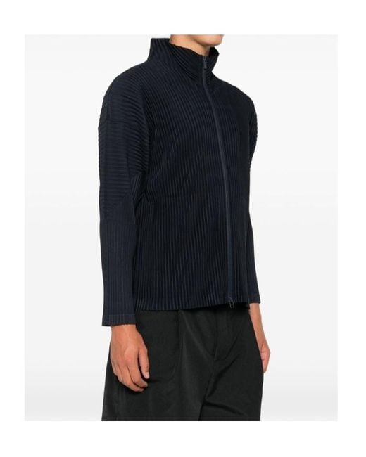 Homme Plissé Issey Miyake Black Pleated Zip-Up Shirt for men