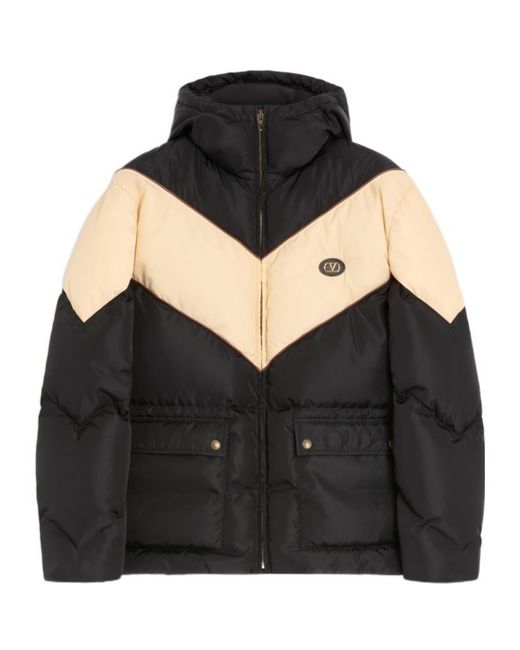 Valentino Black Chevron Zip-Up Hooded Jacket for men
