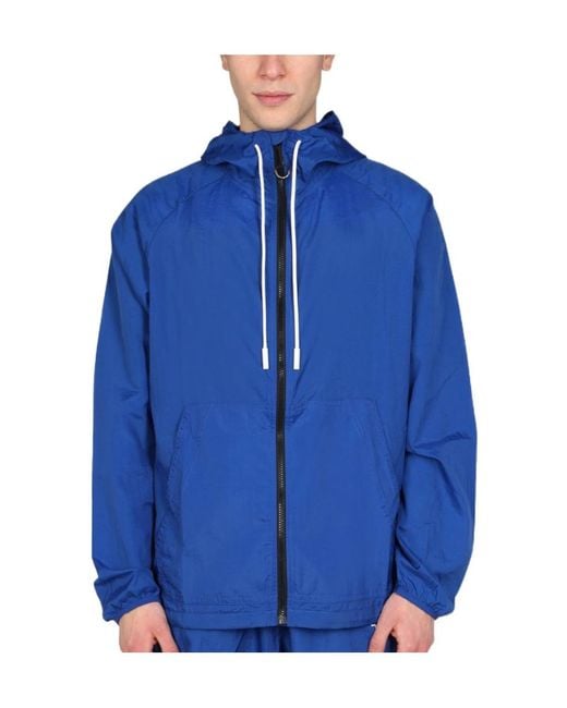 Marcelo Burlon Blue County Of Milan Back Logo Print Hooded Jacket for men