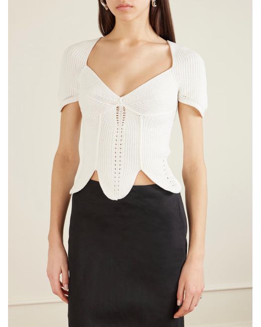 Cult Gaia White Eliza Crochet Top