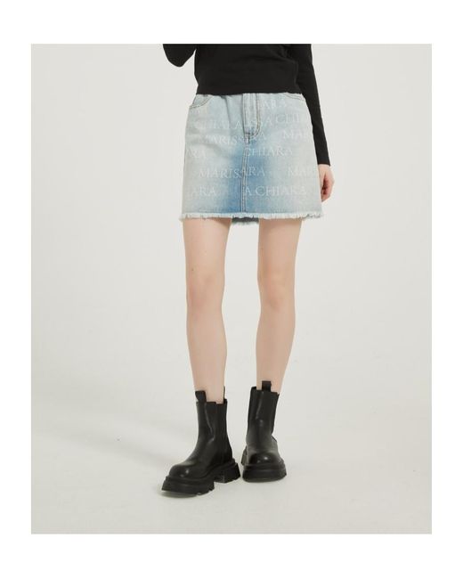 Marissa Chiara Blue Denim Skirt With Belt Loops