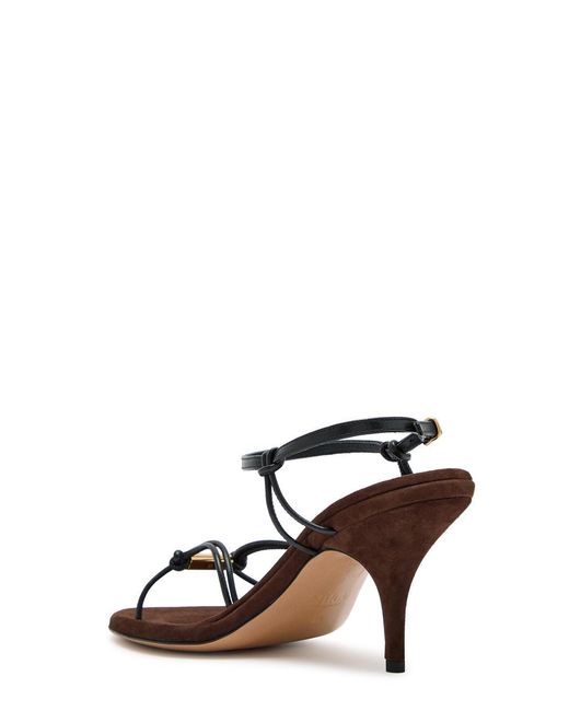 Chloé Brown Solid Leather And Suede Sandals