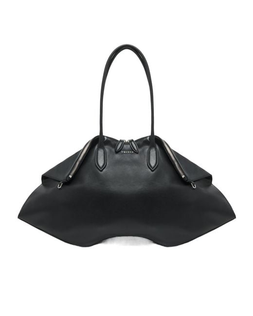 McQueen Black Manta Maxi Tote Bag