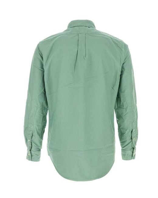 Polo Ralph Lauren Green Logo Embroidered Curved Hem Shirt for men