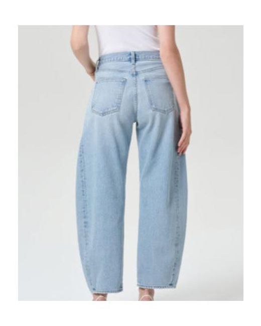 Agolde Blue Barrel Leg Faded Wash Jeans